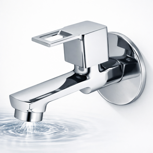 Cubix Range Bib Cock by ESKOLYF – Square Design Chrome CP Fittings